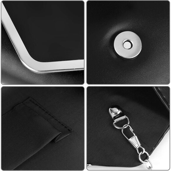 Women Black Trendy Clutch Purses Evening Fashion Envelope Cross-Body Handbags - Picture 5 of 7